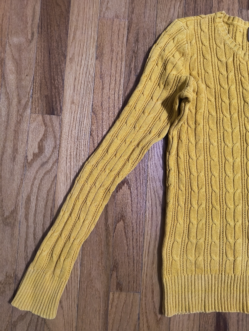 3/$10⭐ St. John's Bay Cable Knit Sweater, Yellow, Women's Small - Picture 3 of 13
